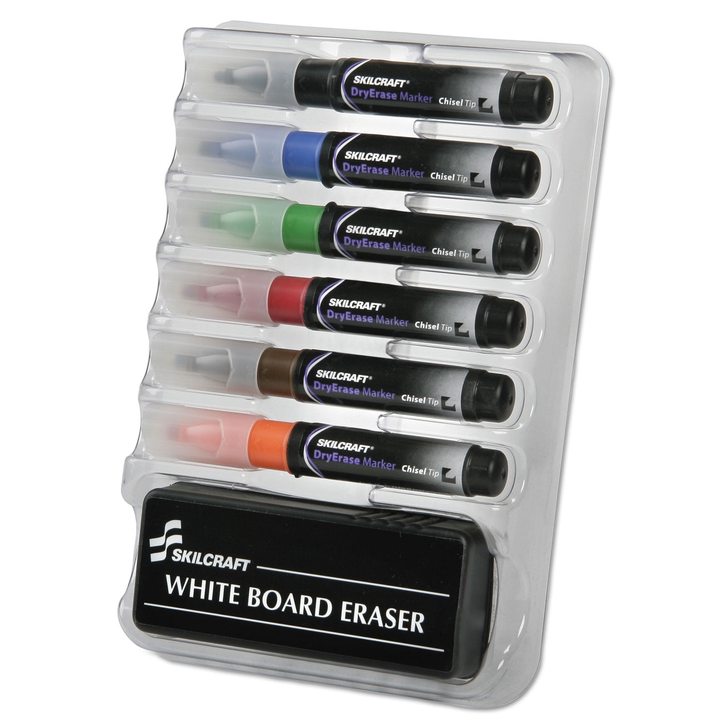 SKILCRAFT, NSN3527321, 6Marker Dry Erase Kit, 6 / Set