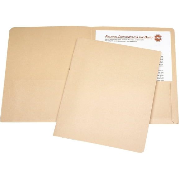 SKILCRAFT, NSN5842492, Double Pocket Portfolio, 25/Box, Tan
