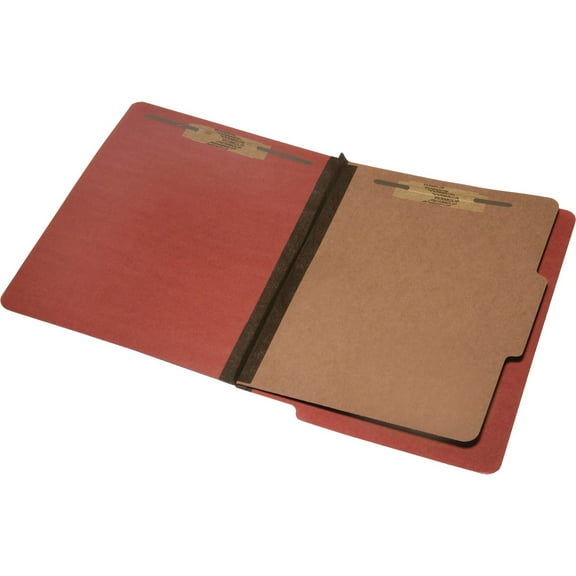 SKILCRAFT, NSN5907107, 4-part End Tab Classification Folders, 10 / Box, Red