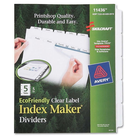 SKILCRAFT, NSN6006981, 5-tab Index Maker Dividers, 1 / Set