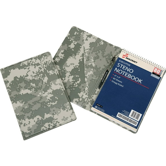SKILCRAFT, NSN6008651, Steno Notebook Vinyl Pad Holder, 1 Each, Camouflage