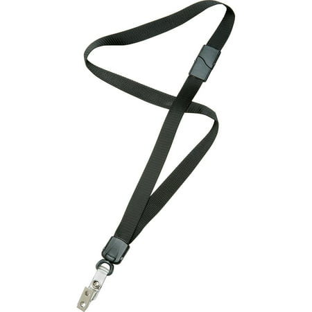 SKILCRAFT NSN6130200, Bulldog Clip Deluxe Neck Lanyard, 12 Per Dozen, Black