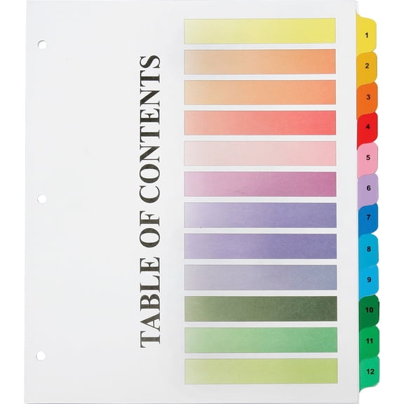 SKILCRAFT, NSN6215258, 3HP Printable Table of Contents Sheets, 1 / Set