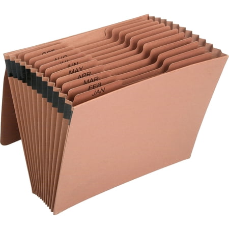 SKILCRAFT, NSN6819894, 12-pocket Flap Close Expanding File, 1 Each, Brown