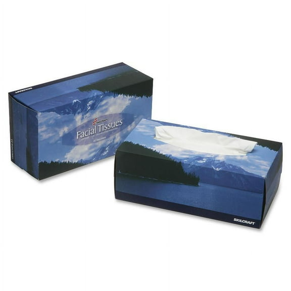 SKILCRAFT, NSN7935425, Two-Ply White Facial Tissue, 12 / Pack, White