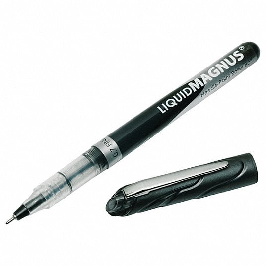 SKILCRAFT PEN: SKILCRAFT NEEDLEPOINT, BLACK INK, 0.5 MM CAPPED GRAY/CLEAR 12 PK