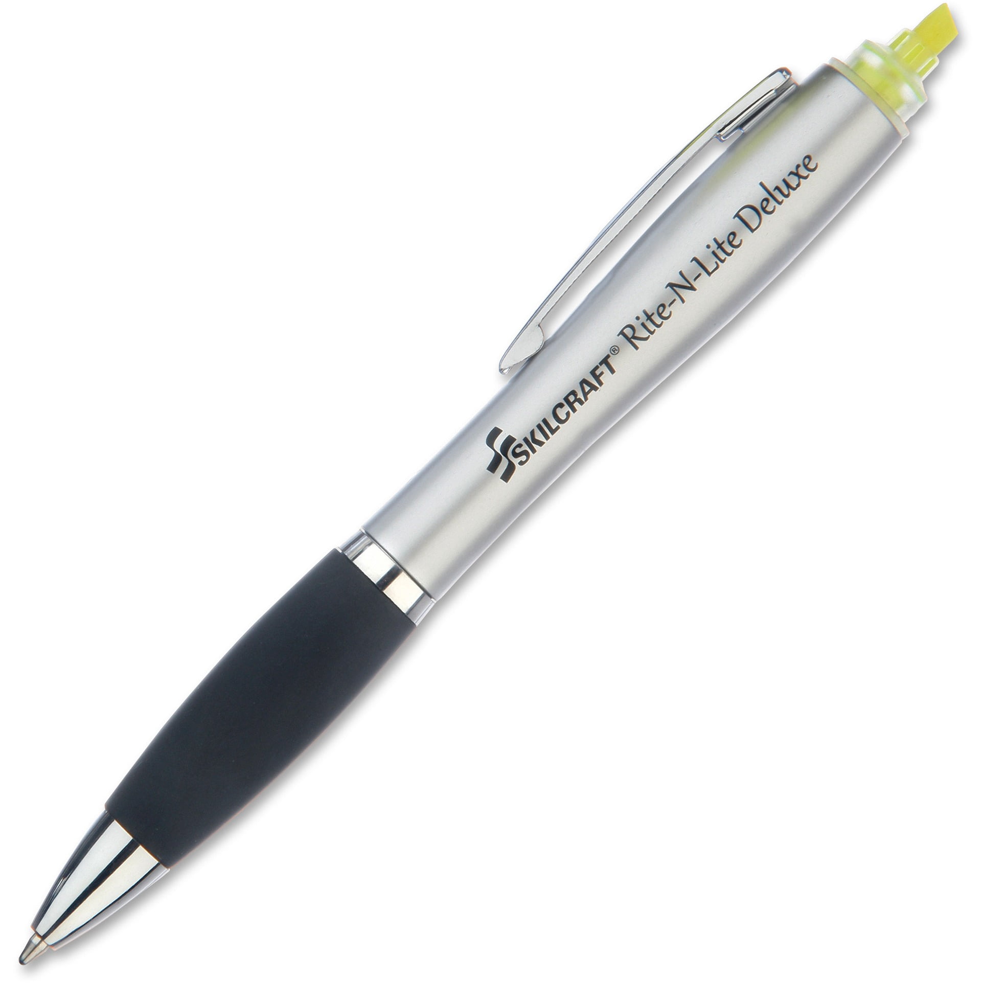 Skilcraft Highlighter/Pen Combo, Med/Ballpoint, Chisel Tip, 2/PK,YW - NSN6205405