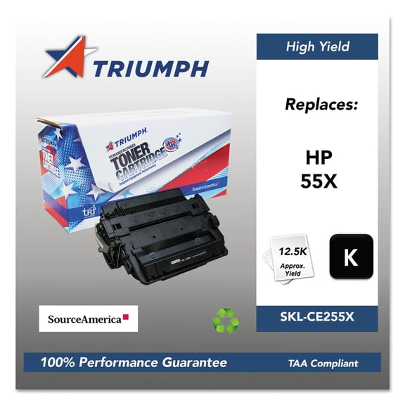 Remanufactured Triumph SKL-CE255X 751000NSH1098 CE255X (55X) 12,500 Page-Yield High-Yield Toner - Black