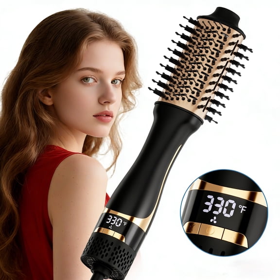 SKIMI Hair Dryer Brush, Hot Air Brush Digital Display, Blow Dryer Brush Ceramic Barrel, Curling Brush, Blowout Brush
