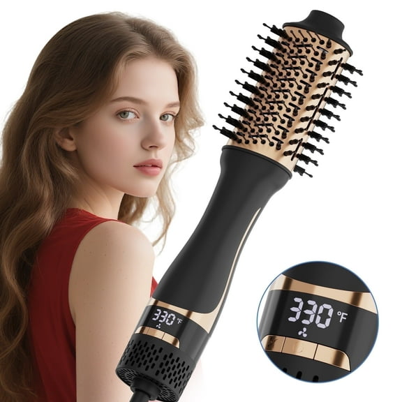 SKIMI Hair Dryer Brush, Hot Air Brush Digital Display, Blowout Brush Ceramic Barrel, Heated Brush