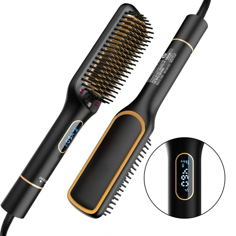SKIMI Hair Straightener Brush, Ionic Hair Straightening Brush with