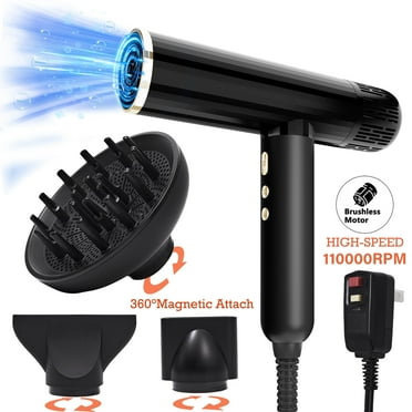 SKIMI Ionic Hair Dryer, Black Blow Dryer for Women , 110000RPM High Speed Hair Dryer with Diffuser