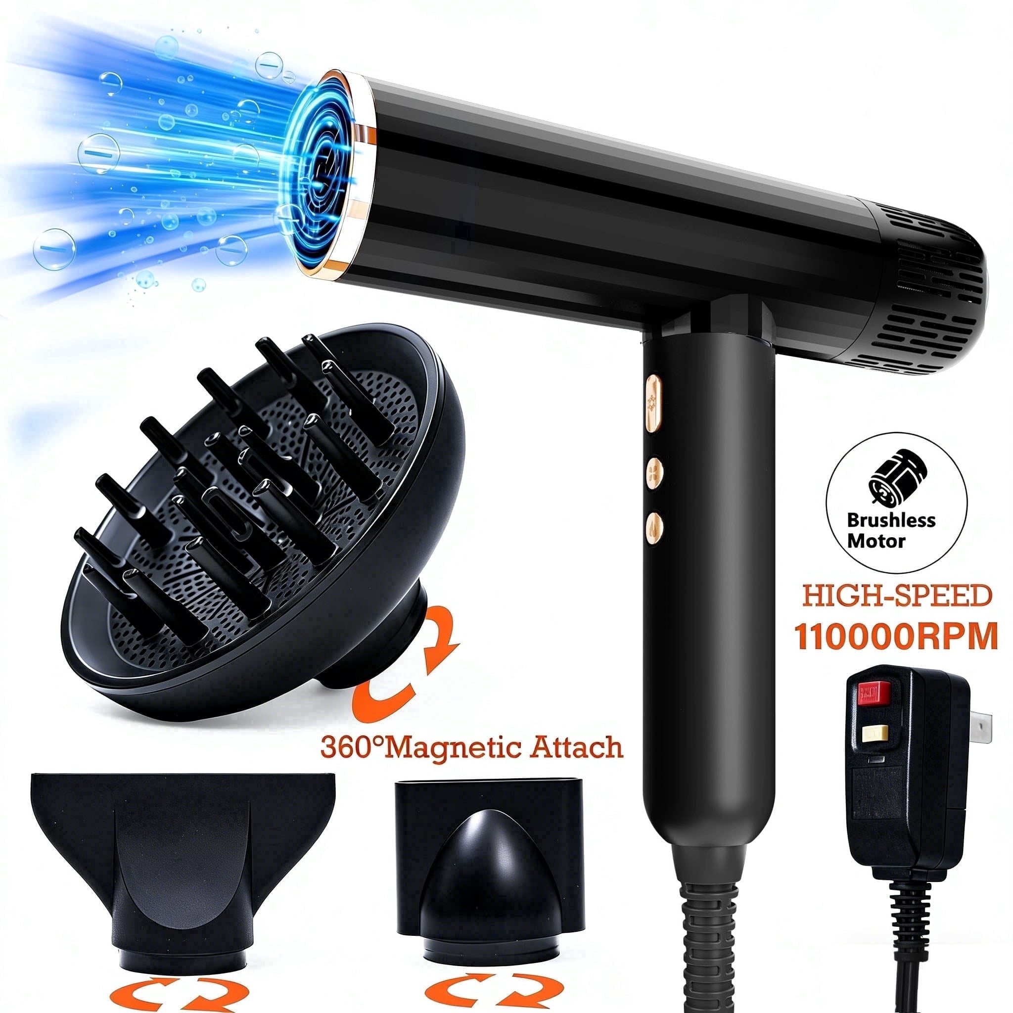 SKIMI Ionic Hair Dryer, 1600W Lightweight Blow Dryer with Diffuser