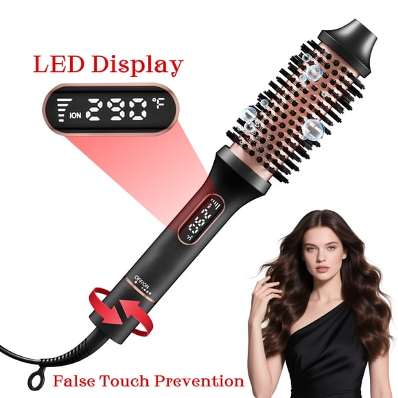 SKIMI Thermal Brush, Curling Iron, Heated Round Brush, 1.5 inch Electric Curl Wand, Curly Hair Dryer Brush