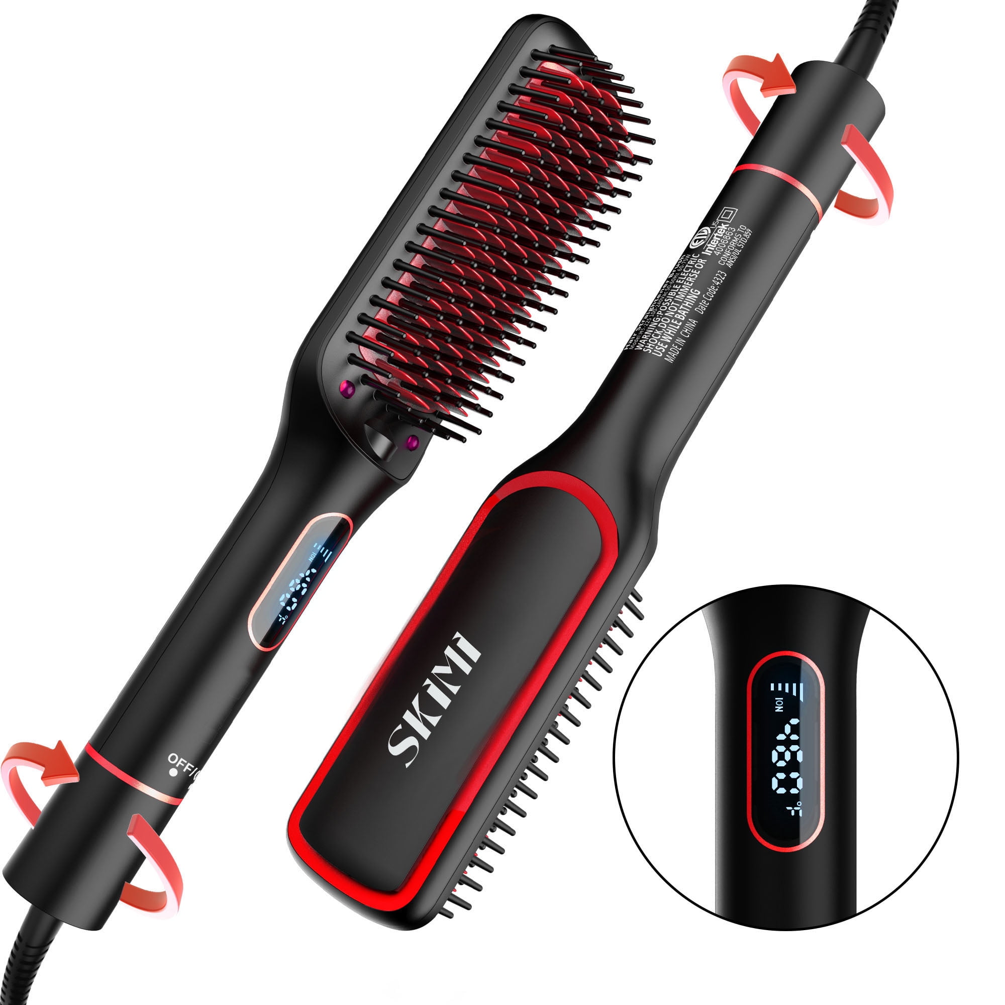 Hot And Straight Straightening Salon Brush With Temperature Control By Esplee Red Walmart