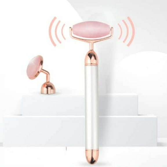 SKIN MANTRA-Electric Face Massager Roller for Flawless Face, Natural Rose Quartz Face Roller Massager for Anti-aging, Skin Tightening, Reduce Fine Lines and Wrinkles.
