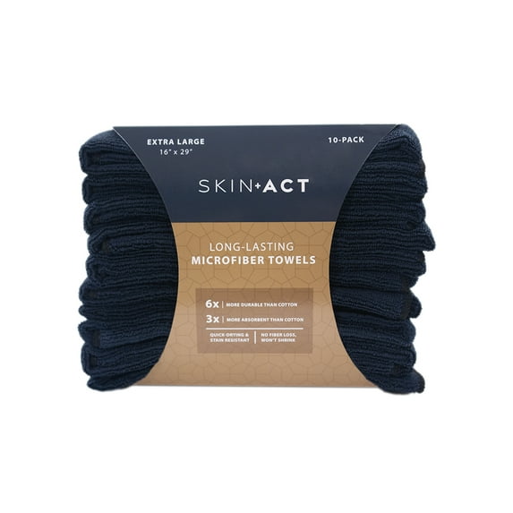 SKINACT Microfiber Towels 10 Count (Black)