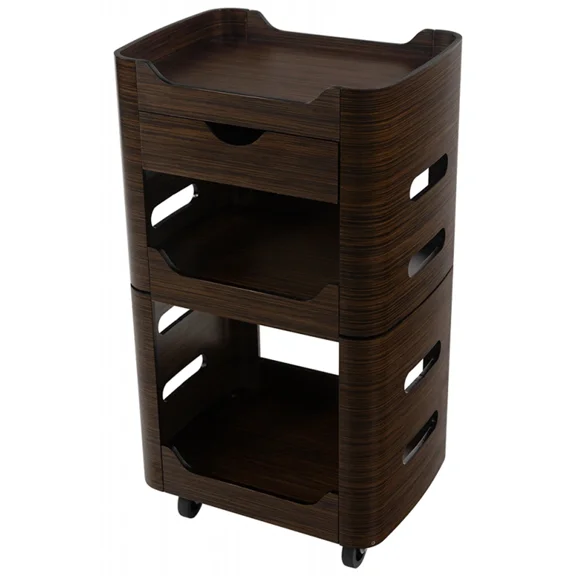 SKINACT Moda Wooden Spa Trolley Cart (Coffee)