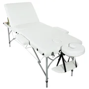 SKINACT Porto Portable Massage Table Aluminum With Reclining Back White