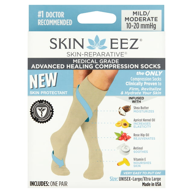 SKINEEZ tan small/medium skin-reparative hydrating compression socks ...
