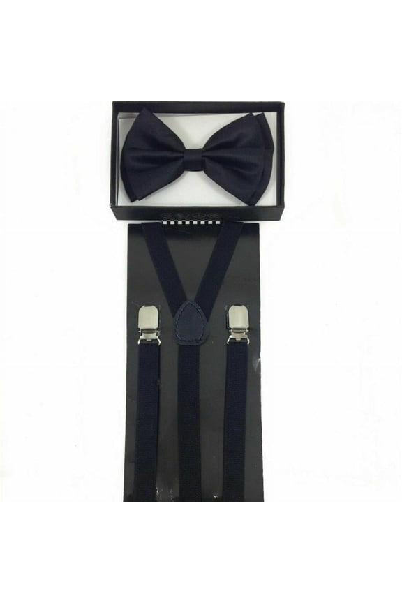 Black Suspenders and Bow Tie Combo Set for Adults Women Men Teens Wedding - New with box/tags