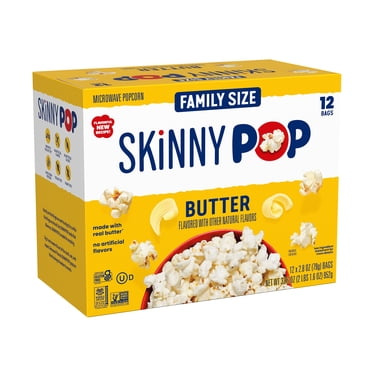 SKINNYPOP Butter Microwave Popcorn Snack, 2.8 oz Bag (12 Count)