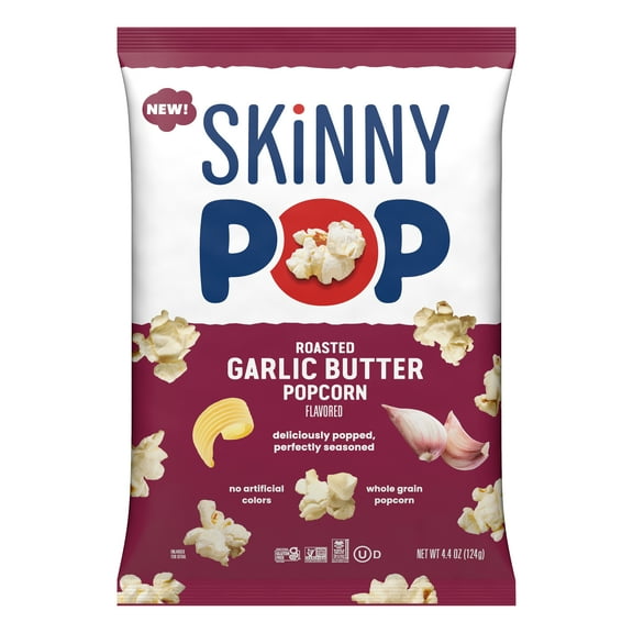 SKINNYPOP Roasted Garlic Butter Flavored Gluten Free Popcorn, 4.4 oz Bag