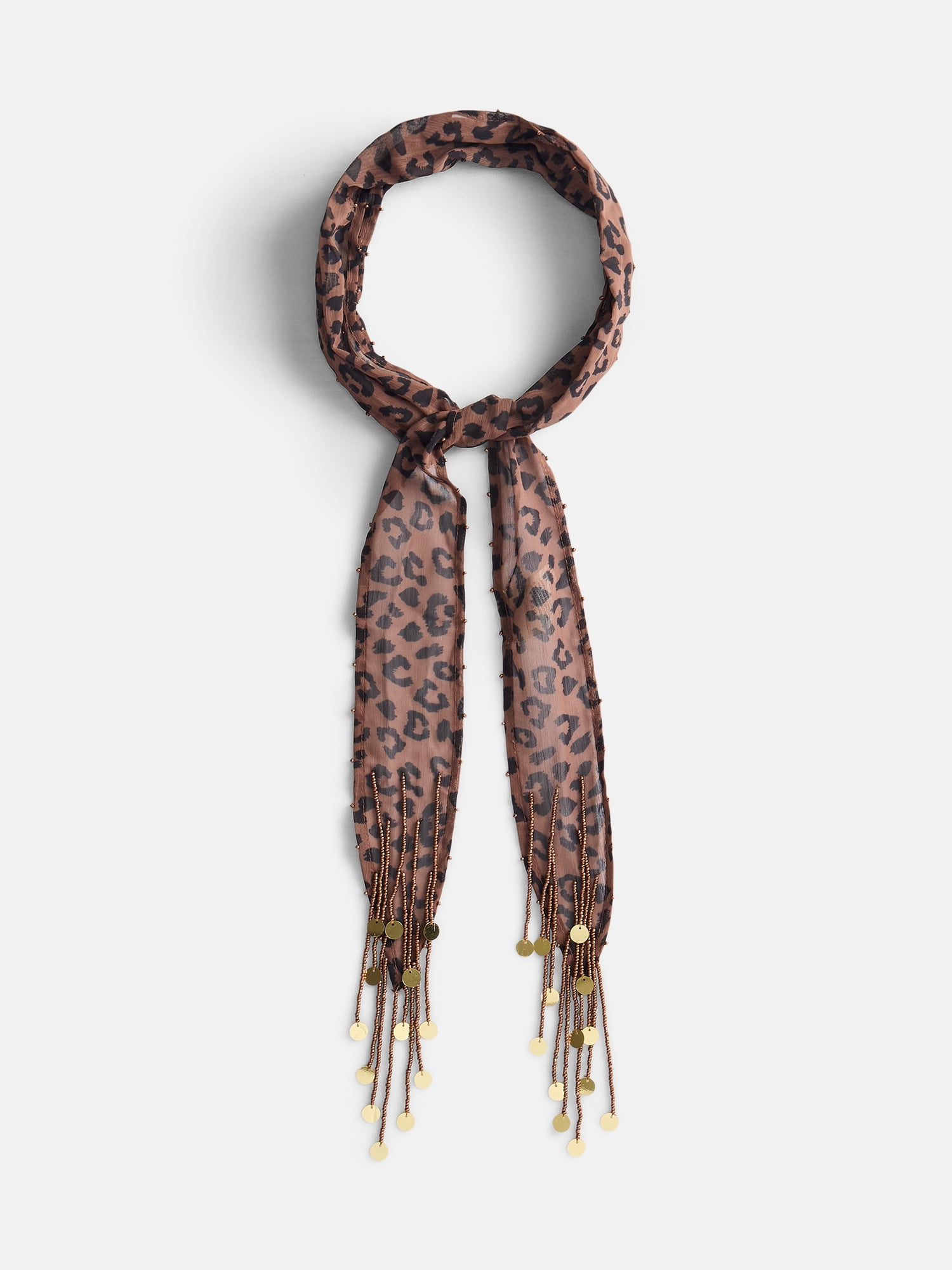 No Boundaries Women's Skinny Scarf, Faux Leopard