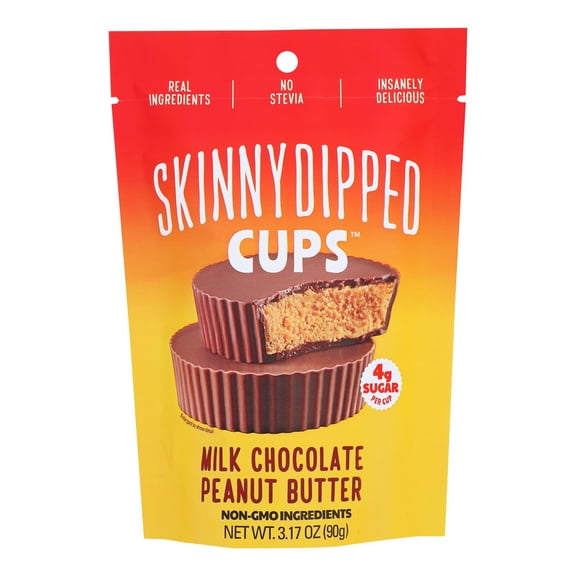 SKINNYDIPPED - Milk Chocolate Peanut Butter Cups - 3.17 Oz, Case of 10