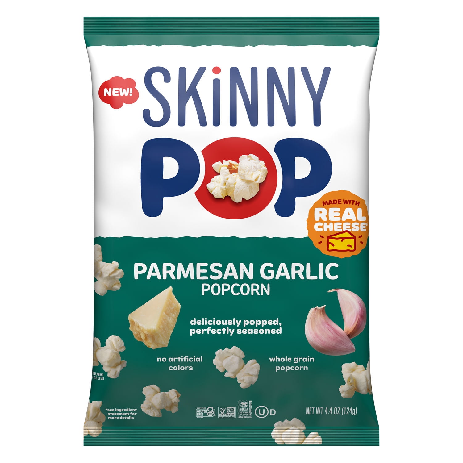 SKINNYPOP Parmesan Garlic Flavored Gluten Free Popcorn, 4.4 oz Bag