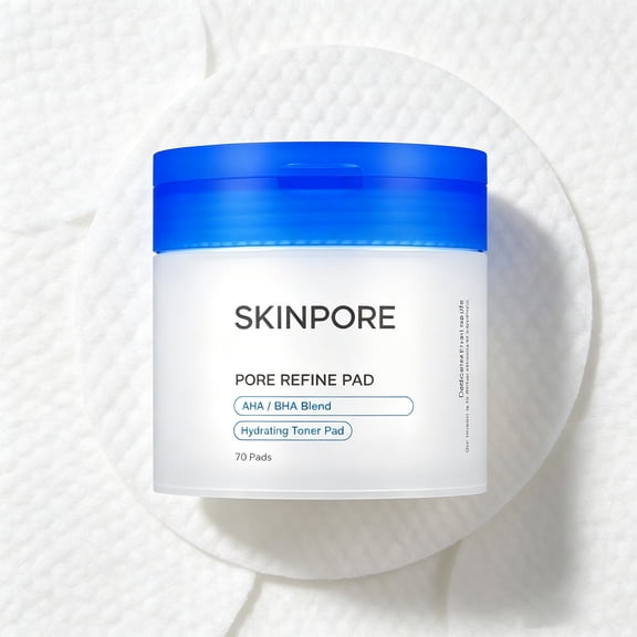 SKINPORE Pore Refine Dual-Sided AHA BHA Exfoliating Toner Pads, Hydrating Facial Cotton Pads to Minimize Pores & Smooth Rough Skin, 70 Count