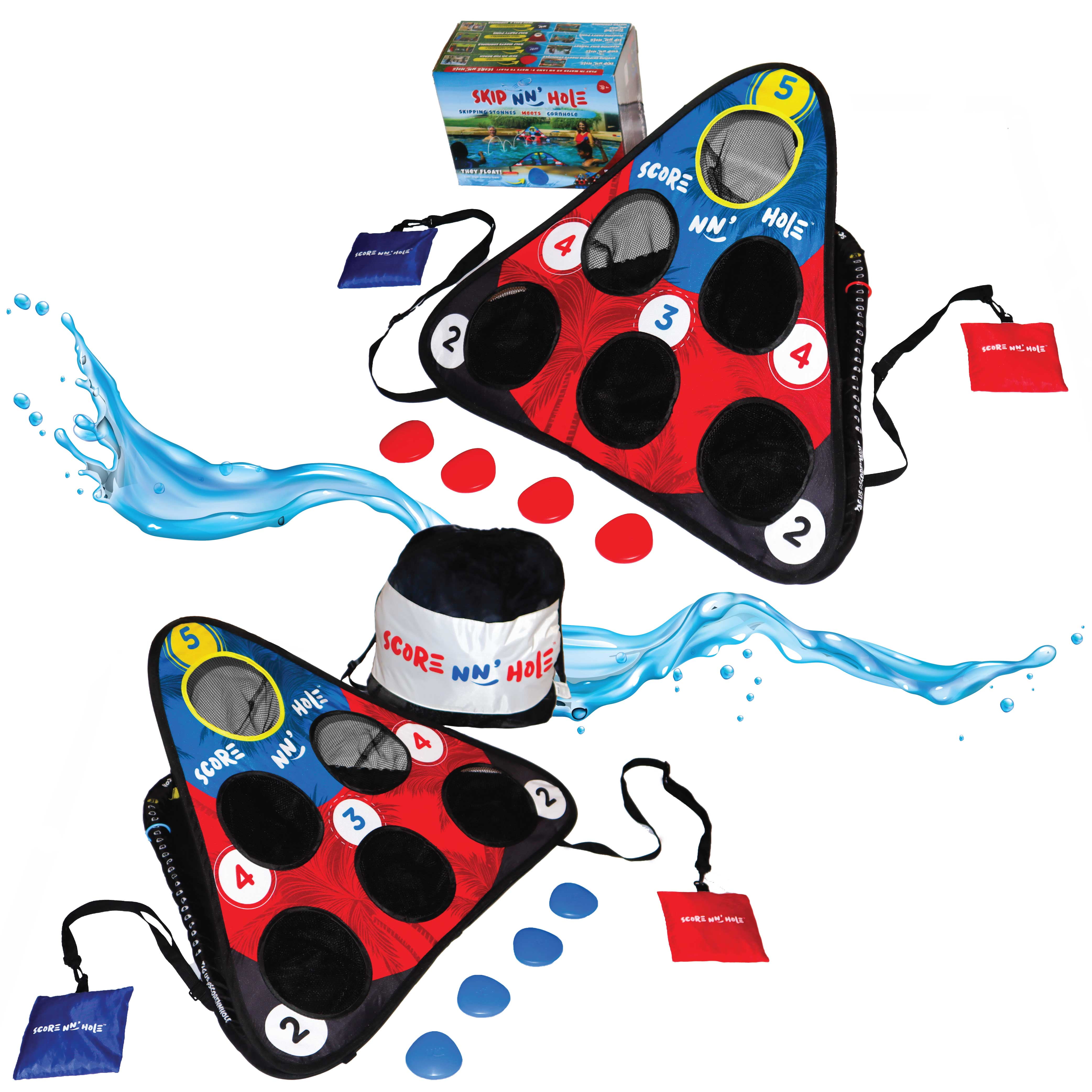 SKIP NN' HOLE Pool Game Skipping Stone Swimming Pool Cornhole Game