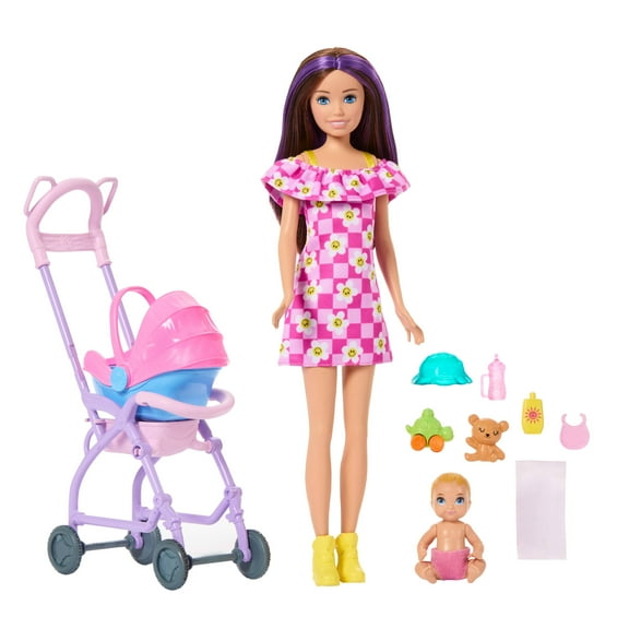 Barbie Skipper Babysitters Inc. Playset with Skipper Doll, Baby Doll, Stroller & 7 Accessories