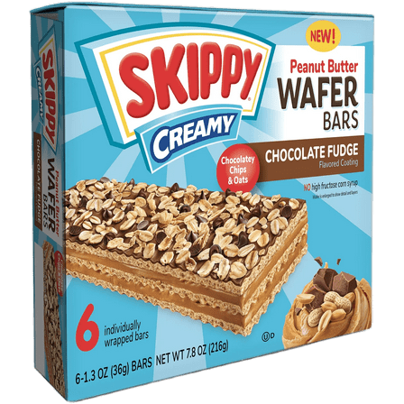 SKIPPY Creamy Peanut Butter And Chocolate Fudge Wafer Snack Bar, 7.8 Oz (216g), 6 Ct (36g)/Bar