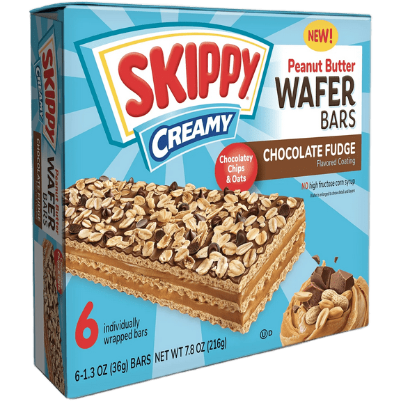 SKIPPY Creamy Peanut Butter And Chocolate Fudge Wafer Snack Bar, 7.8 Oz (216g), 6 Ct (36g)/Bar