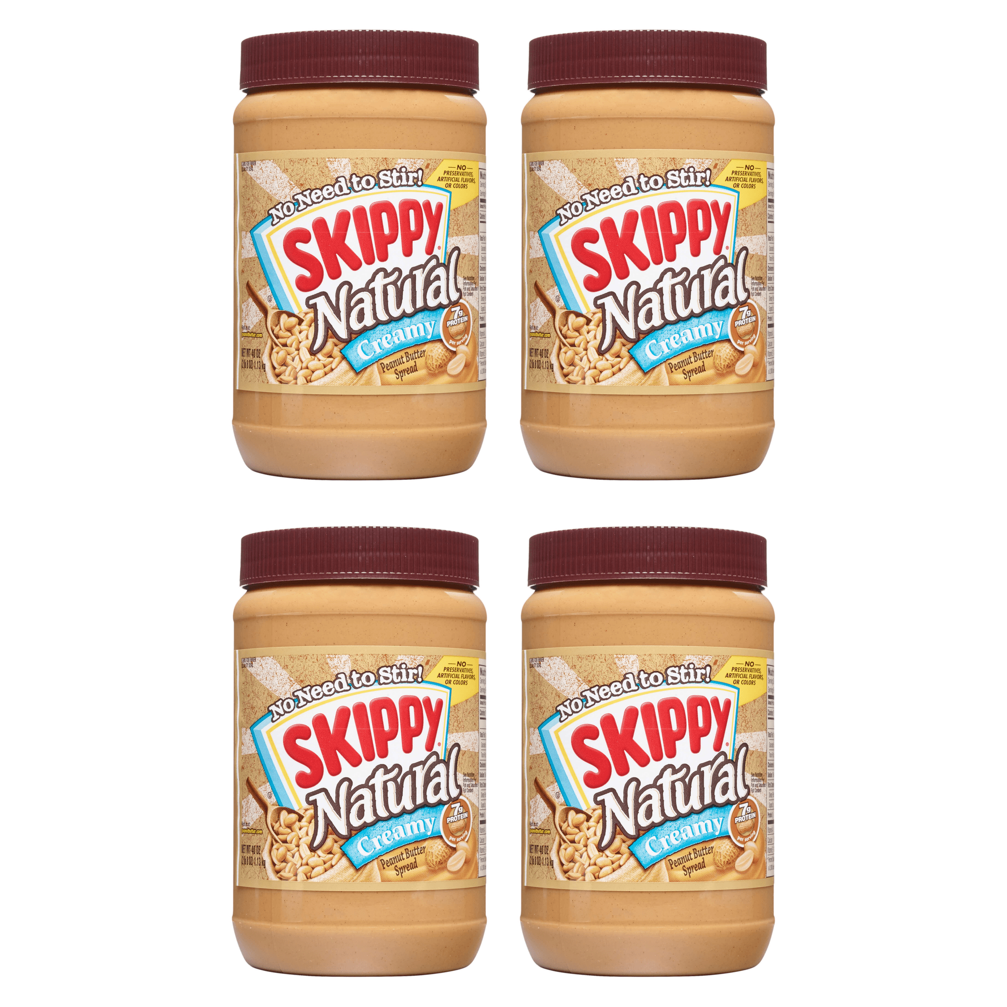 SKIPPY Creamy Peanut Butter Squeeze Pack, 7g Protein per Serving, Shelf-Stable, 6 oz Plastic Pouch (Pack of 4)