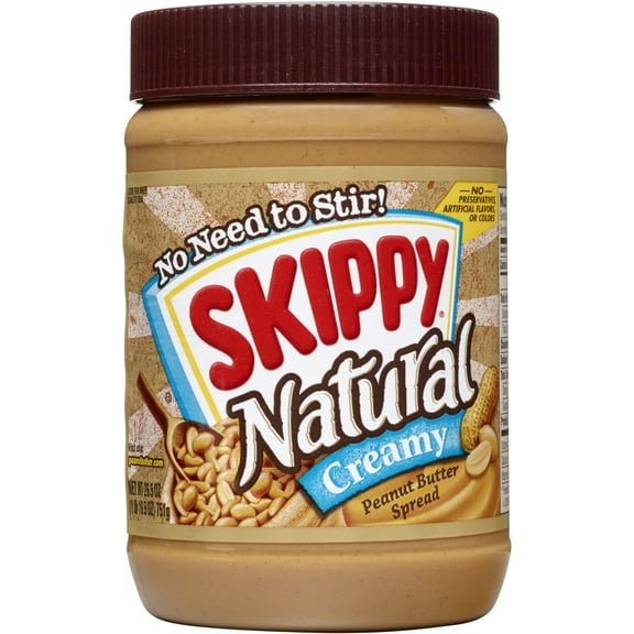 SKIPPY Natural Creamy Peanut Butter Spread, 7 g Protein Per Serving, 26.5 oz Jar