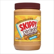SKIPPY Natural Creamy Peanut Butter Spread with Honey, 6 g Protein Per Serving, Shelf-Stable, 40 oz Plastic Jar
