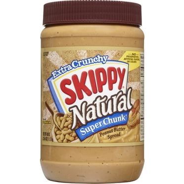 SKIPPY Natural SUPER CHUNK Peanut Butter Spread, 7 G Protein Per Serving, 40 oz Plastic Jar