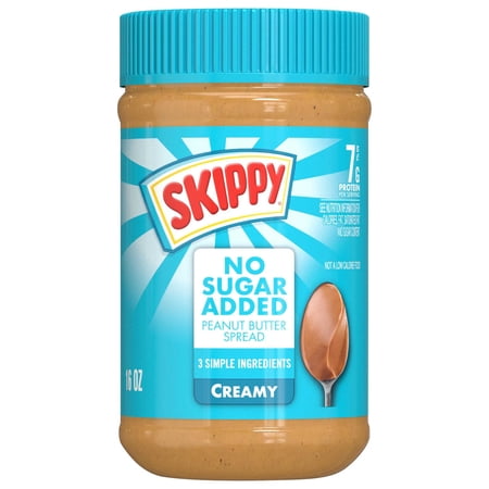 SKIPPY No Sugar Added Creamy Peanut Butter, Shelf-Stable, 16 oz Plastic Jar