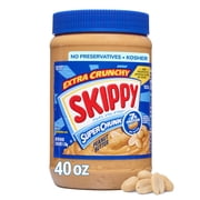 SKIPPY SUPER CHUNK Peanut Butter, 7 g Protein Per Serving, Shelf-Stable, 40 oz Plastic Jar