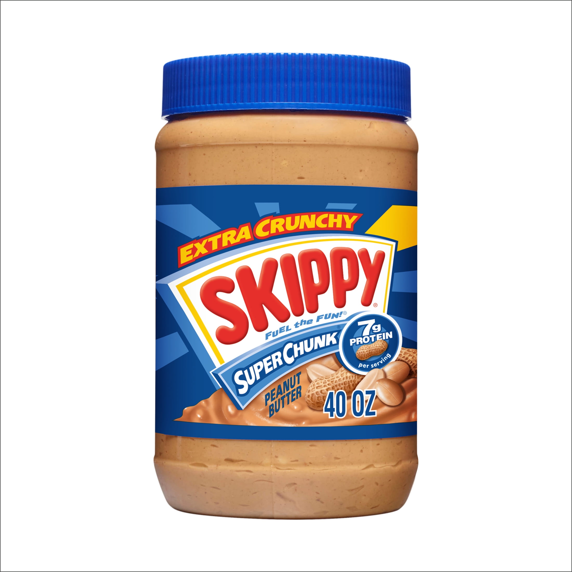 SKIPPY SUPER CHUNK Peanut Butter, 7 g Protein Per Serving, Shelf-Stable, 40 oz Plastic Jar