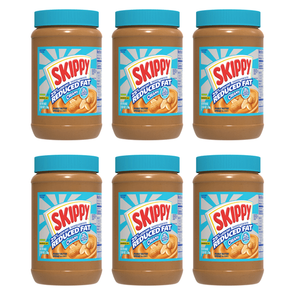 SKIPPY Peanut Butter, Creamy, 7 G Protein per Serving, 40 oz Plastic Jar (Pack of 6)