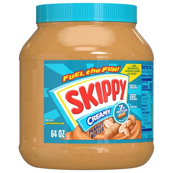 SKIPPY Peanut Butter, Creamy, 7 g Protein Per Serving, Shelf-Stable, 64 oz Plastic Jar