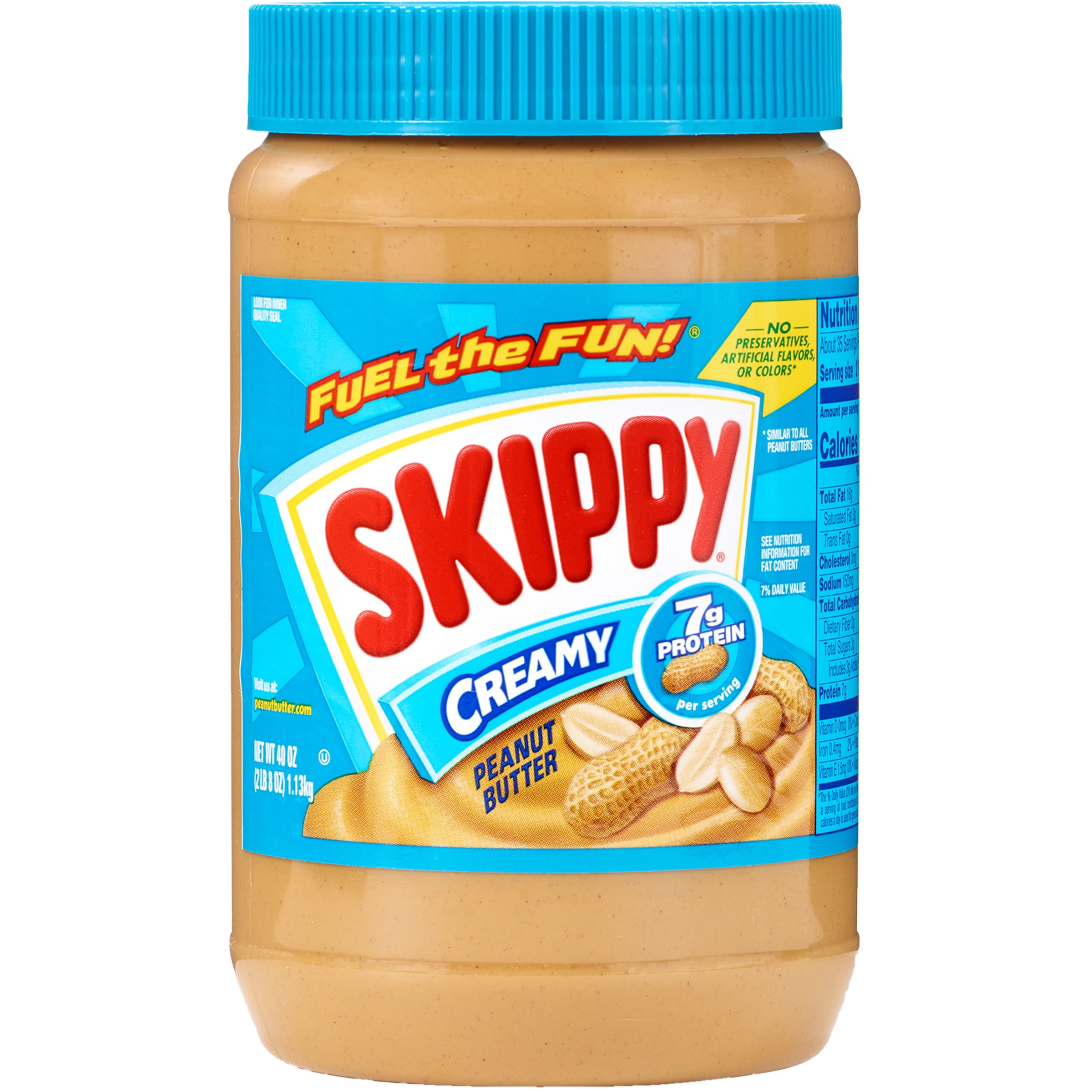 (3 pack) SKIPPY Peanut Butter, Creamy, 7G Protein per Serving, 40 oz Jar