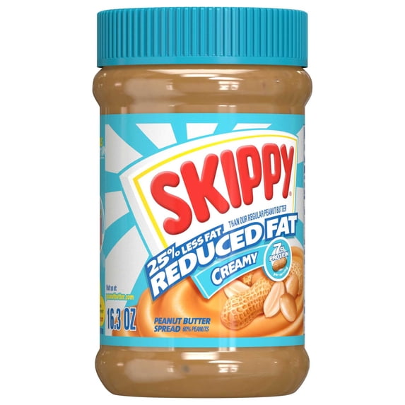 SKIPPY Reduced Fat Creamy Peanut Butter Spread, Shelf-Stable, 16.3 oz Plastic Jar