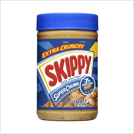 SKIPPY SUPER CHUNK Peanut Butter, 7 g Protein Per Serving, Shelf-Stable, 16.3 oz Plastic Jar