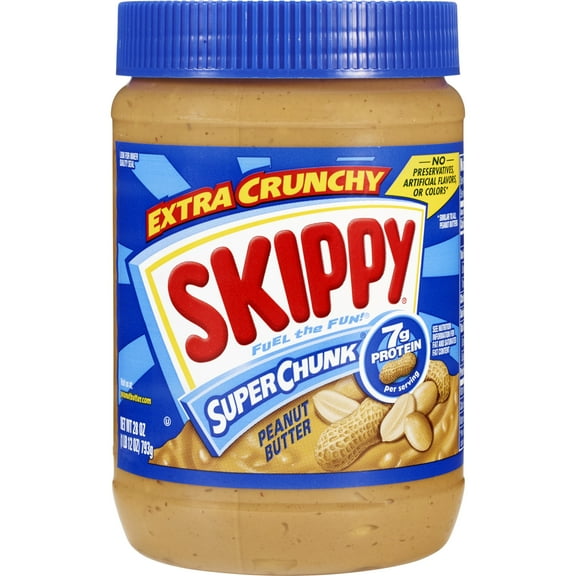 SKIPPY SUPER CHUNK Peanut Butter, 28 oz Large Plastic Jar