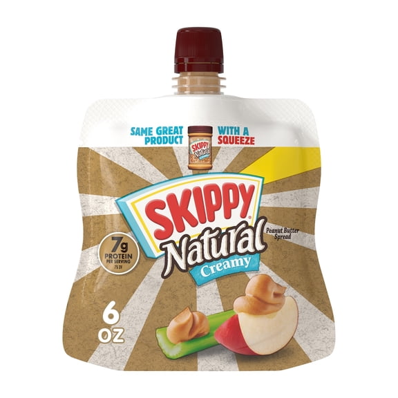 SKIPPY Natural Creamy Peanut Butter Spread Squeeze Packs, 6 oz, 6 Pack