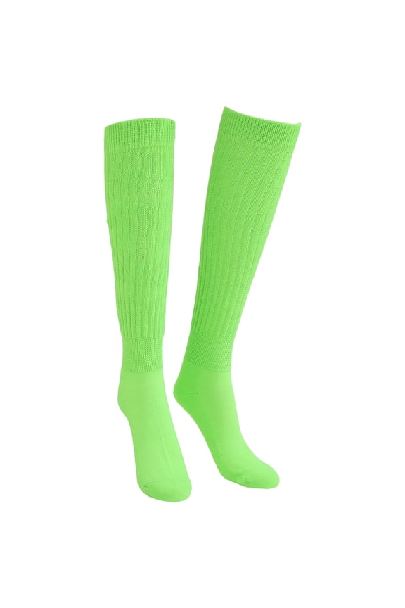 1 Pair Crew Slouch Socks Women's Boot Socks Fluorescent Green Thickened Design Foot Protection Winter Season